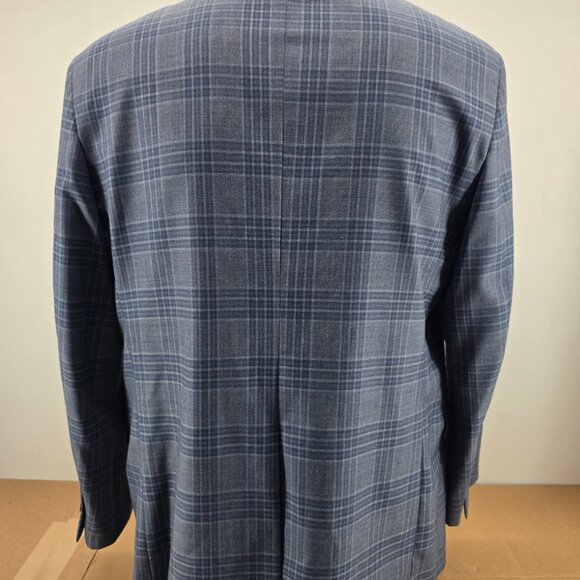 Brooks Brothers  Regent   Wool Men Sport Coat Blazer Blue Windowpane 46R - Picture 15 of 16